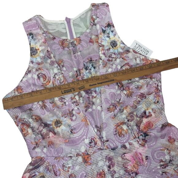 BADGLEY MISCHKA BELLE Nadia Dress Floral Sleeveless A-line Cocktail Lilac Size 6 - Picture 12 of 15